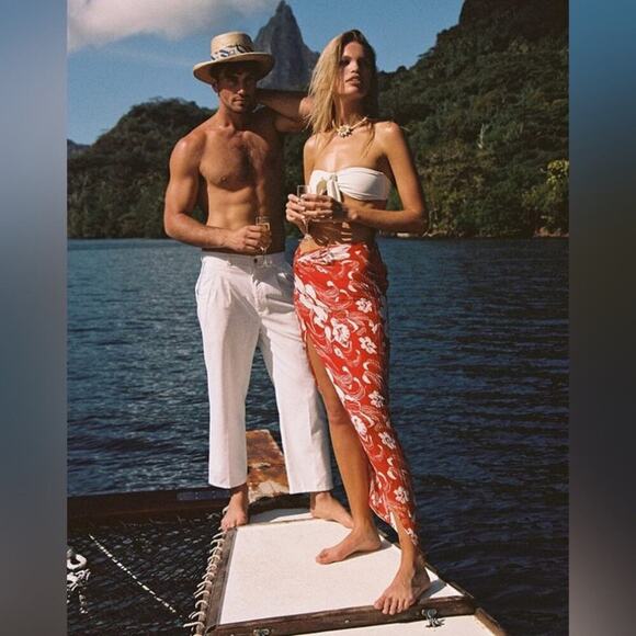 NWT Faithfull The Brand Lulu Maxi Skirt Camara cover up Tropical Linen size 10 - Picture 8 of 8